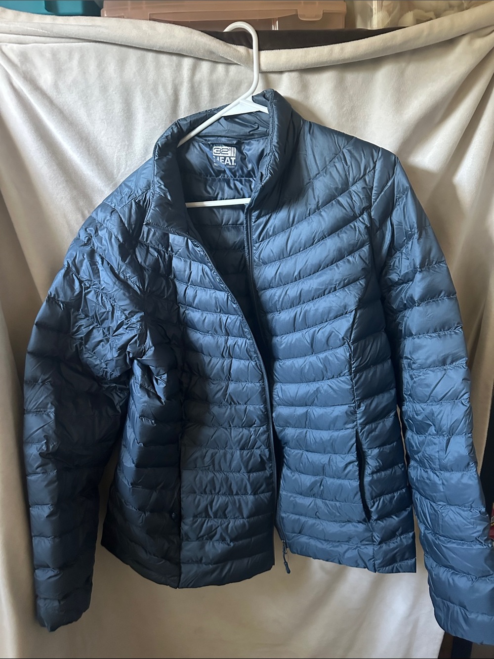 32 Degrees Men's Quilted Puffer Jacket in Slate Blue